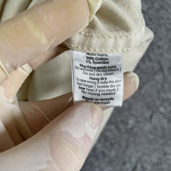 Poncho Snap Button Shirt Men's Medium Regular Fit Long Sleeve Beige Preppy - Picture 3 of 5